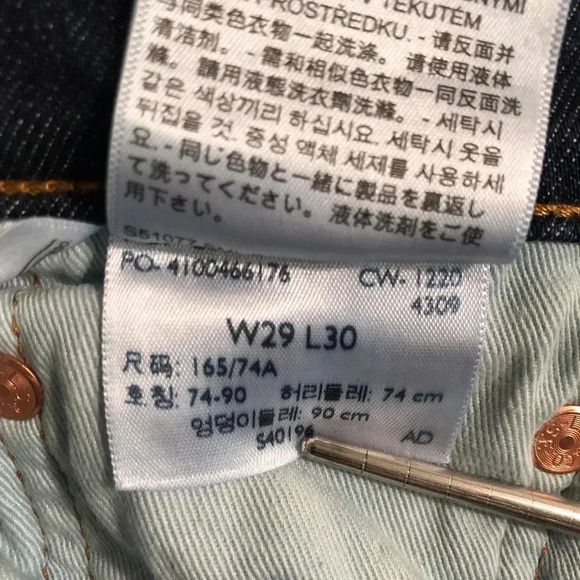 Levi’s 512 Big E Mens 29x30 Slim Tapered Fit Blue Jeans Red Tab Distressed - Picture 8 of 9